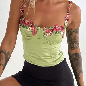 Enchante to Meet You Top Green - Princess Polly